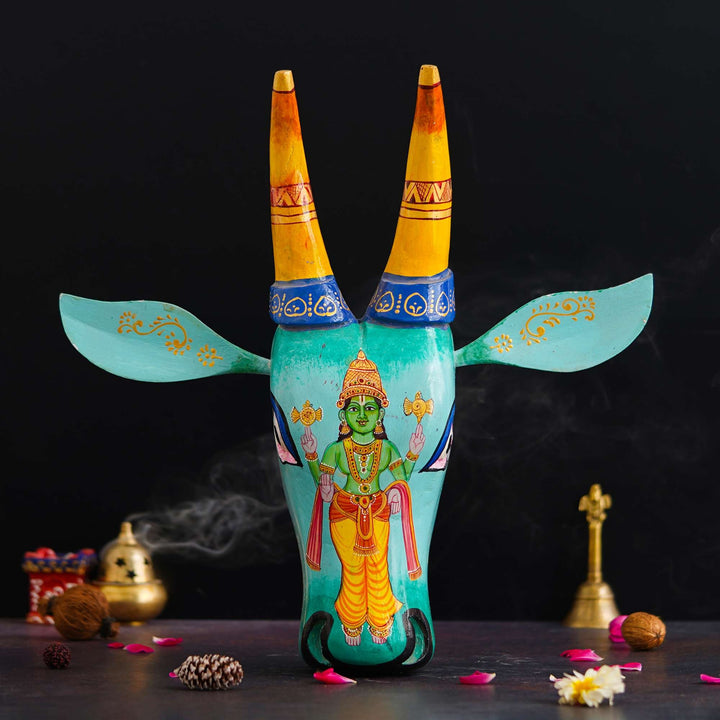 Handpainted Cow Head VISHNU JI | Bull Head | Wall Decor | Vintage Decor | Nandi | Home Dcor