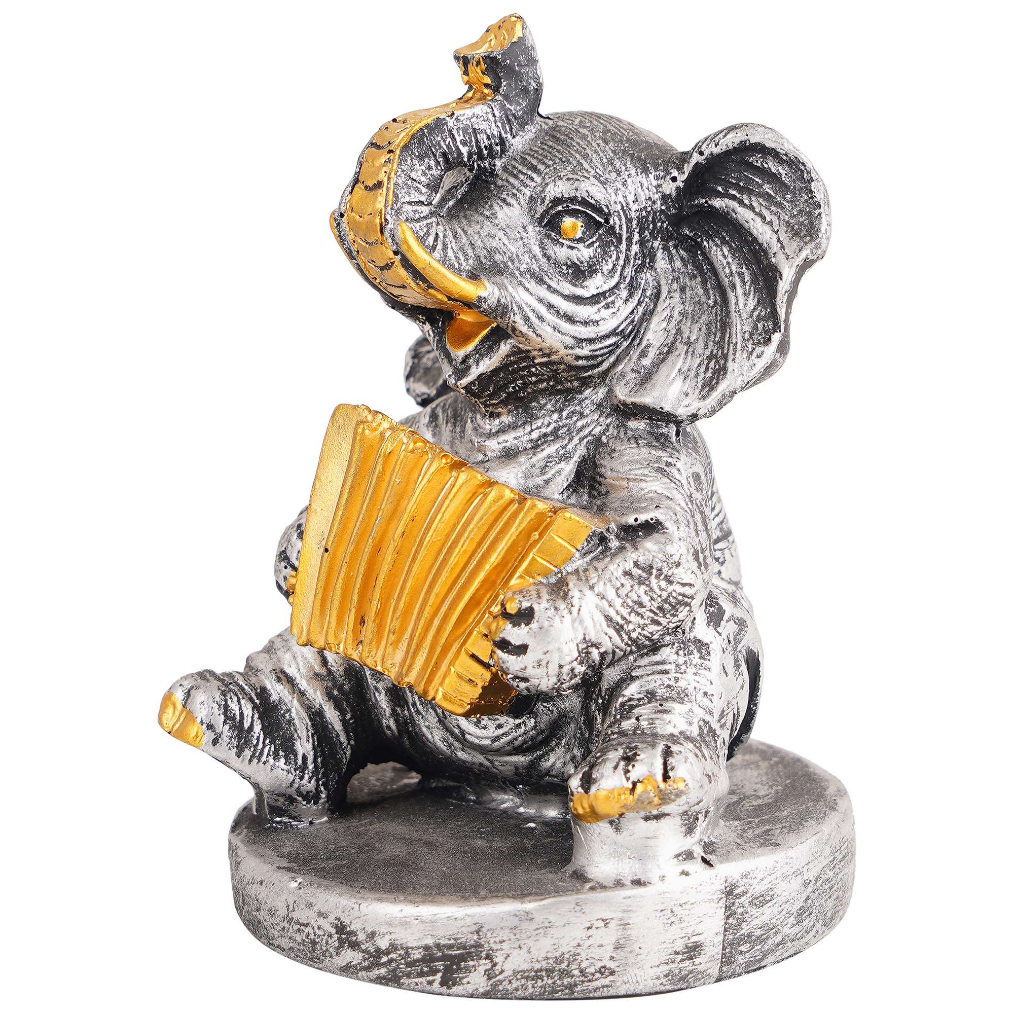 Resin Elephant Playing Musical Instrument Showpiece For Home Dcor Living Room Bedroom Table Top