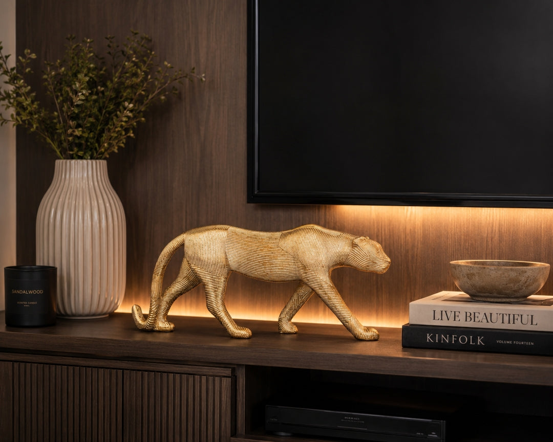 Golden Panther Luxe Sculpture