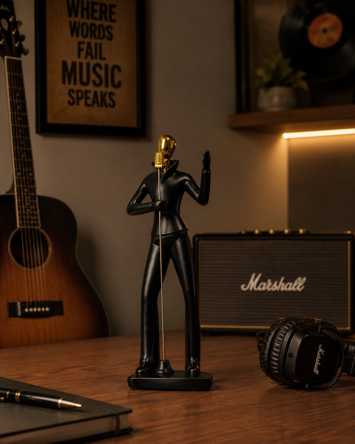 Luxury Jazz Singer Sculpture | Modern Musician Figurine | Premium Resin Home Decor Showpiece