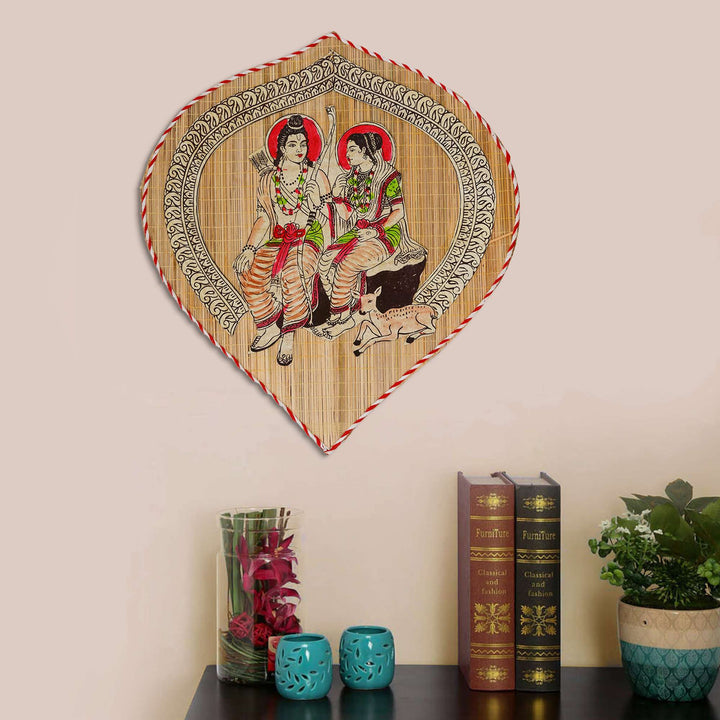 Bamboo Hand Crafted Leaf Design Wall Hangings Of Shri Ram Ji With Janaki Ji For Home D?cor | Bamboo Art For Wall Decor