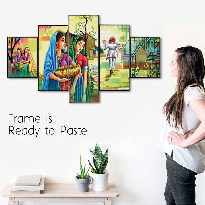 Set Of Five Framed Digital Wall Painting