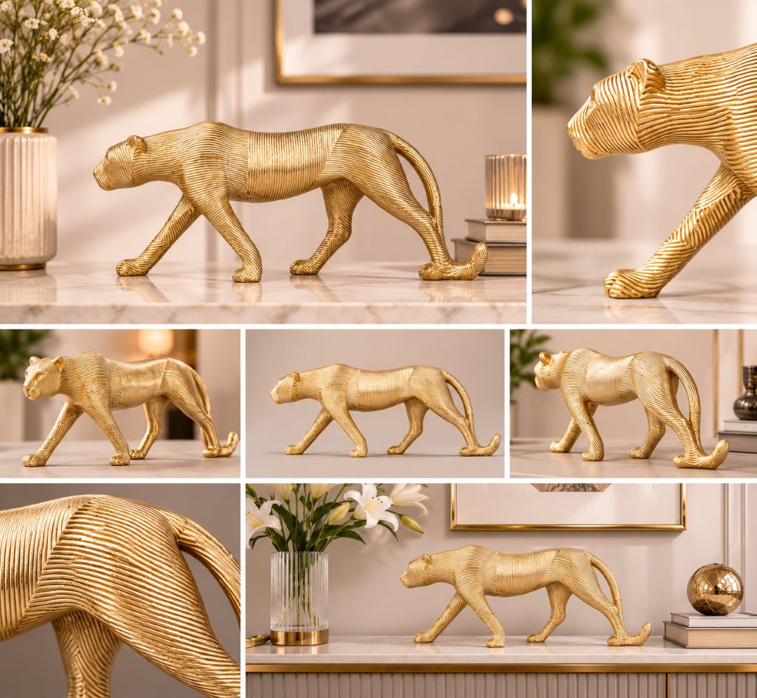 Golden Panther Luxe Sculpture