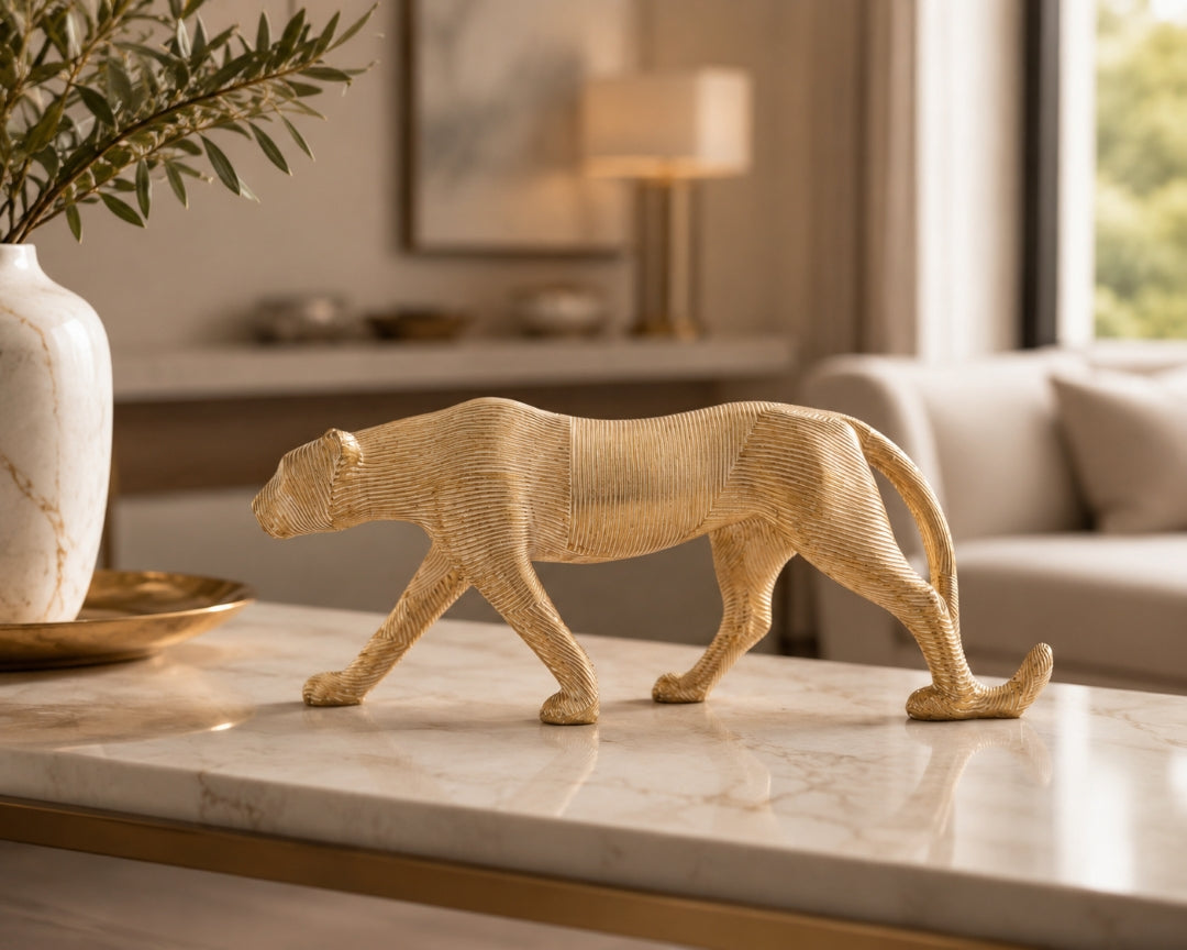 Golden Panther Luxe Sculpture