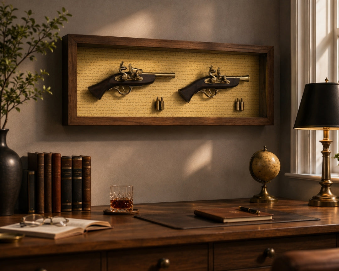 Vintage Flintlock Pistol Wall Art Frame – Luxury Heritage Display for Home & Office