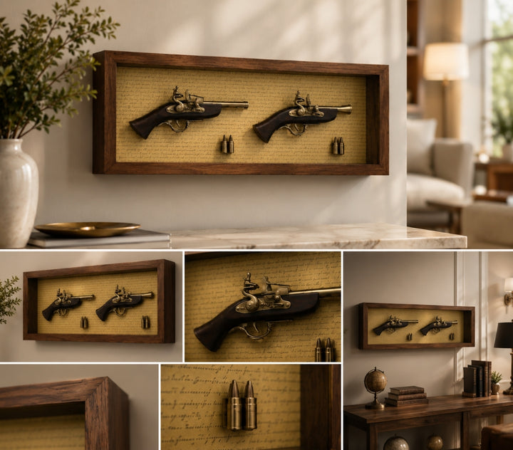 Vintage Flintlock Pistol Wall Art Frame – Luxury Heritage Display for Home & Office