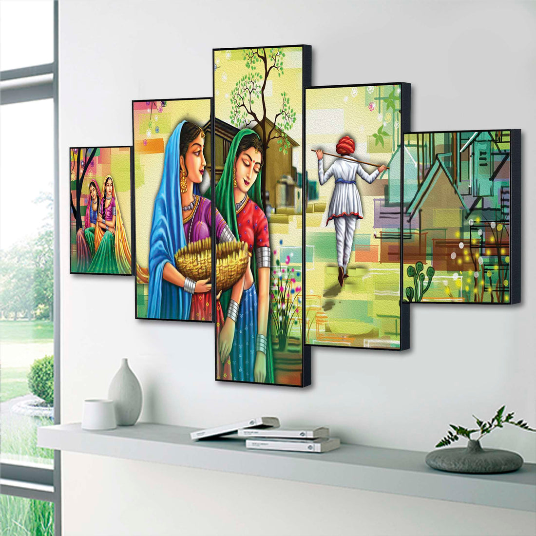 Set Of Five Framed Digital Wall Painting