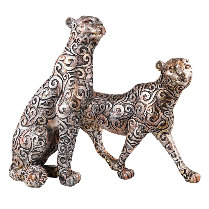 Panther Animal Showpiece Antique Sculpture for Home Decor Showpiece Figurine (Set Of 2)
