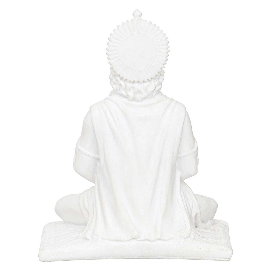 White Marble Lord Hanuman Sitting Statue with gada & Reading Book Decorative Showpiece