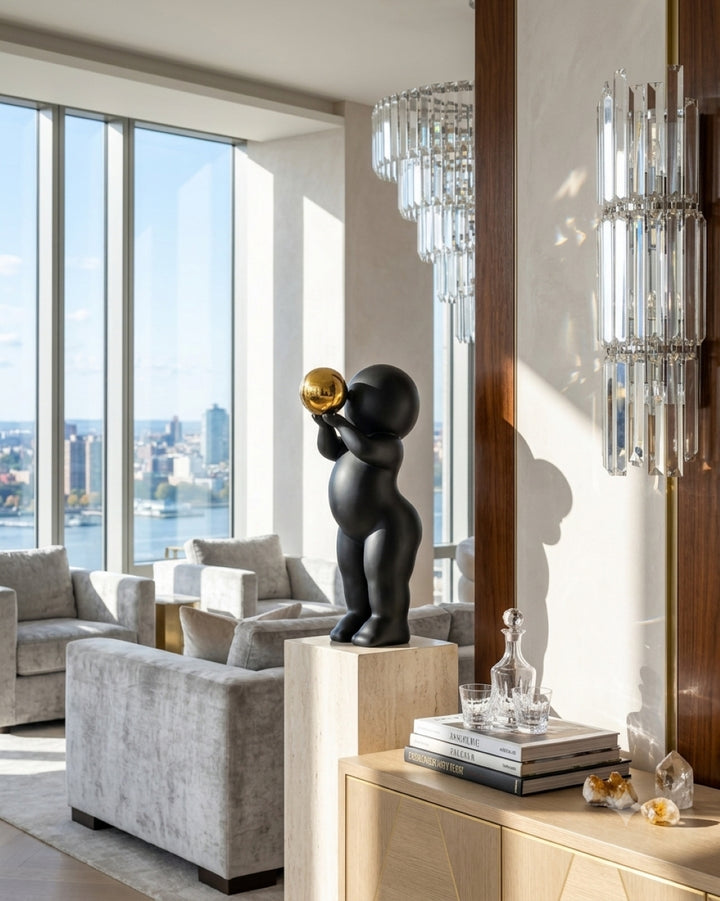 Golden Dream Keeper Sculpture | Modern Black & Gold Decorative Figurine for Luxury Home Décor
