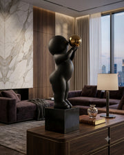 Golden Dream Keeper Sculpture | Modern Black & Gold Decorative Figurine for Luxury Home Décor