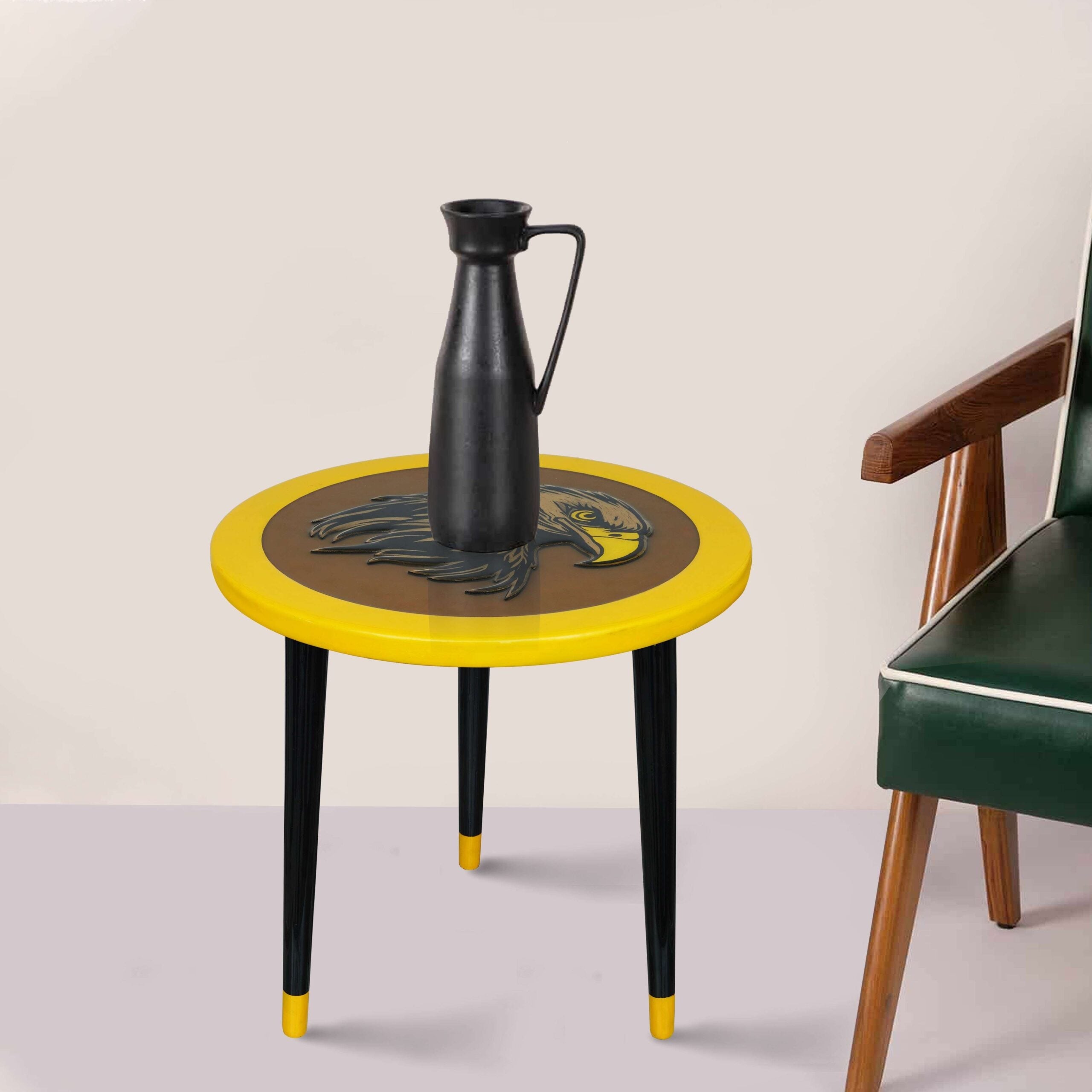 Wooden Round Side Table | Epoxy End Table | Coffee Table | Mid Century Modern Resine | Living Room Furnitur