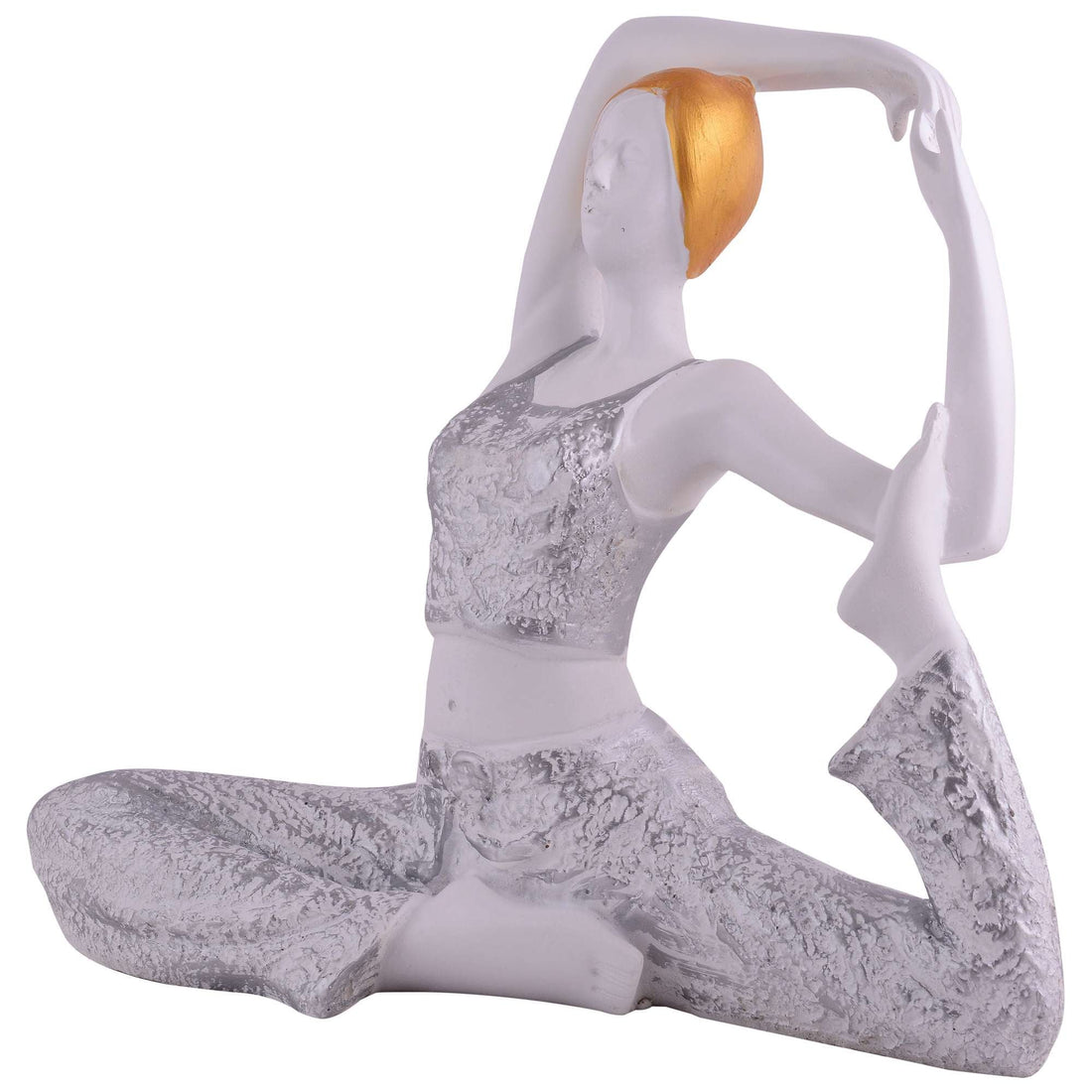 Suitable for home decor Yoga Posture Lady Statue Idol for Home Yoga Statue admirable piece of gift (silver)