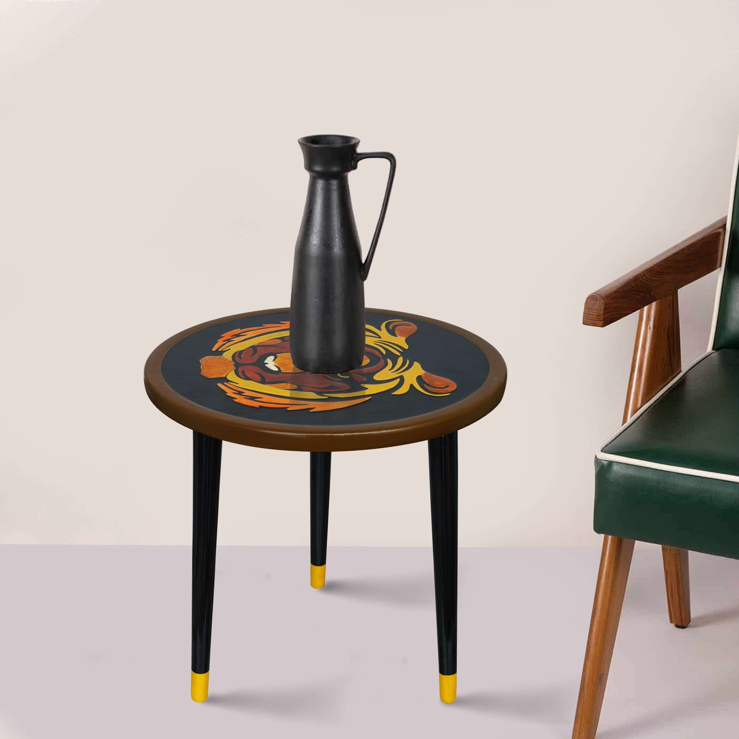 Wooden Round Side Table | Epoxy End Table | Coffee Table | Mid Century Modern Resine | Living Room Furnitur