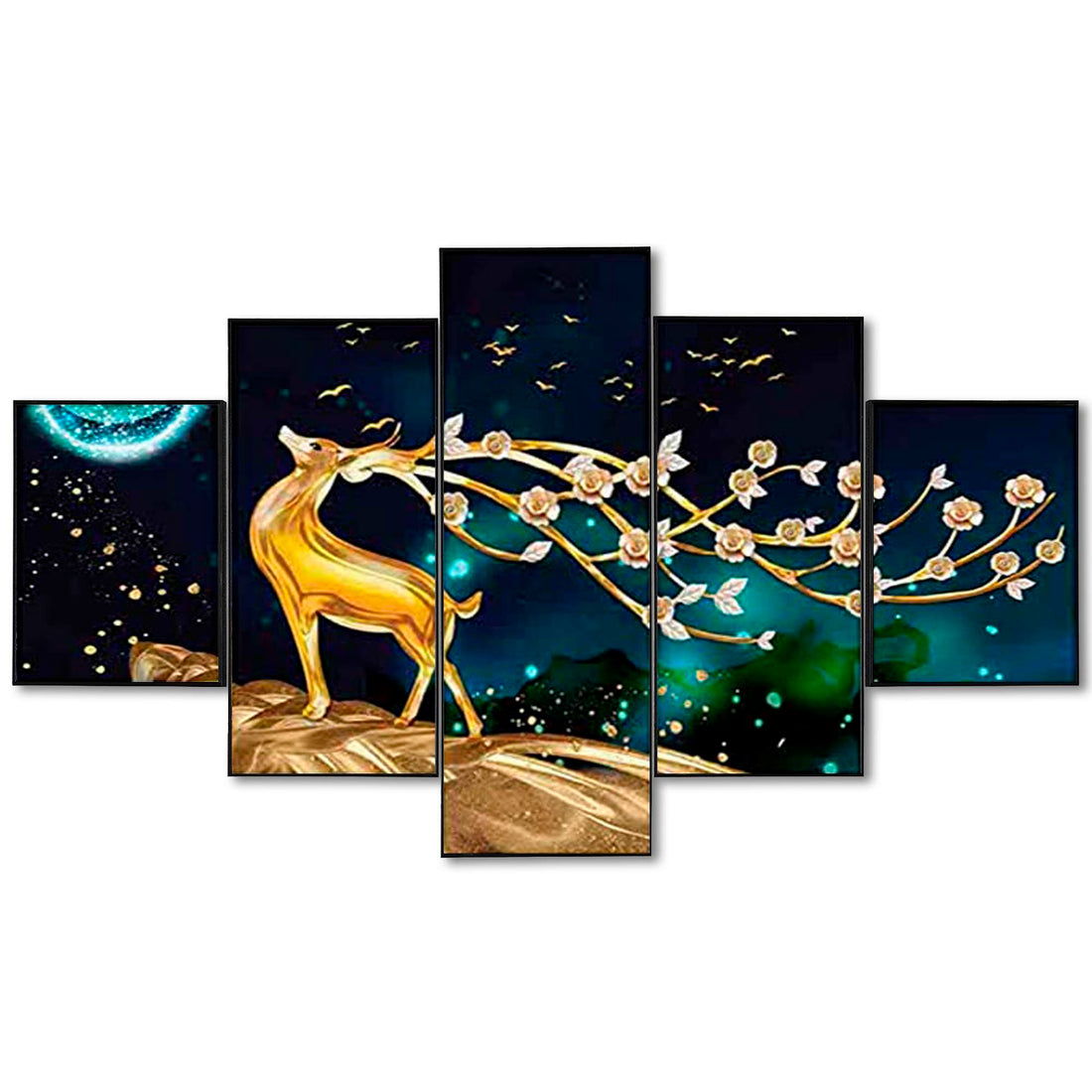 Set Of Five Framed Digital Wall Painting