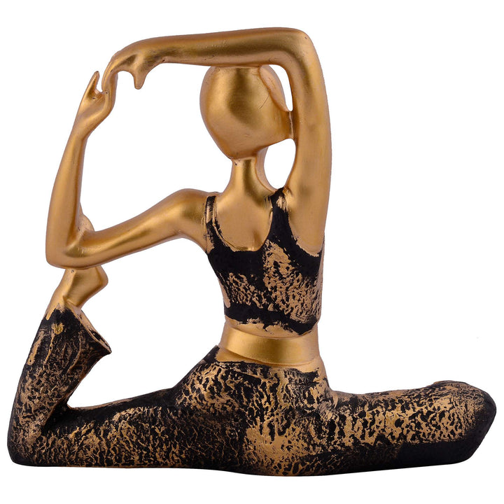 Suitable for home decor Yoga Posture Lady Statue Idol for Home Yoga Statue admirable piece of gift (golden)