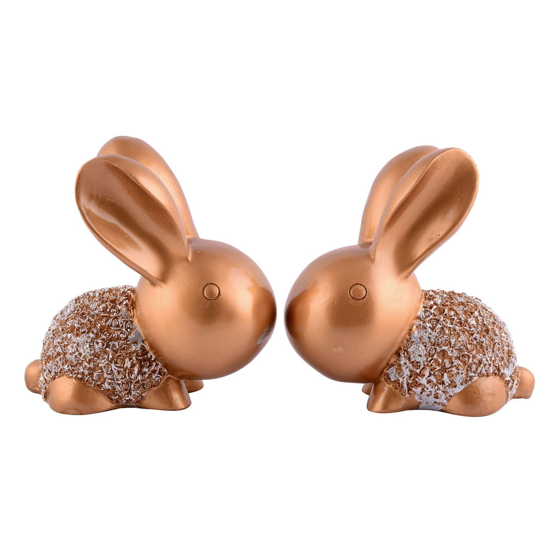 Rabbit Cute Pair Statue for Home Decor Showpiece | Kids Room Decorative Showpiece (Copper)