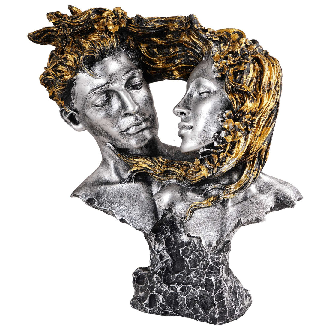 Love Couple Face Statue silver and golden Showpiece for Home Decor  Valentine Day Gift | Resin Decorative Showpiece  showpiece