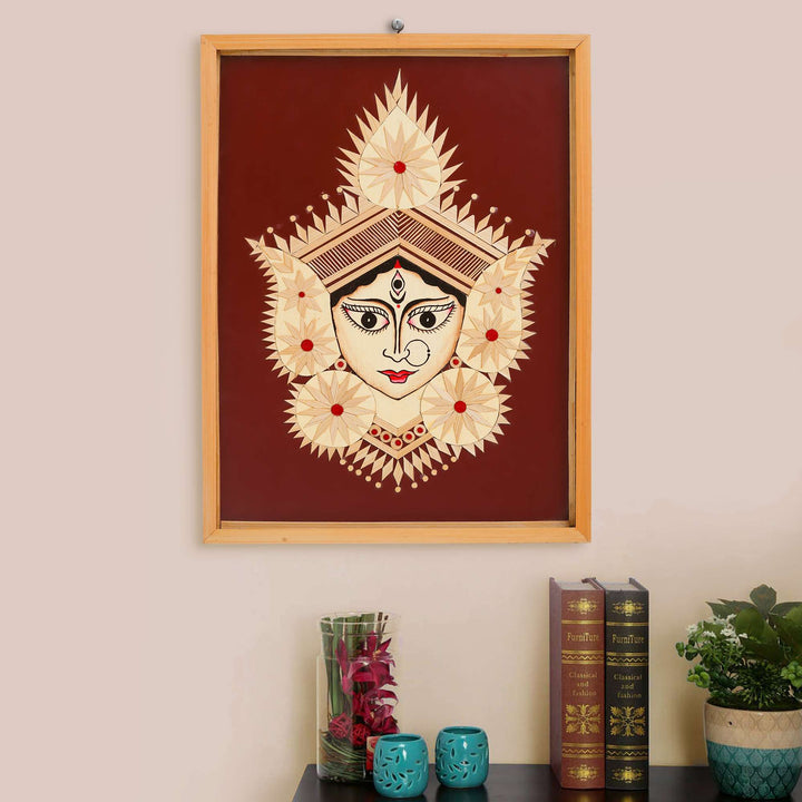 Bamboo Hand Crafted Framed Wall Hangings Of Durga Ji For Home D?cor | Bamboo Framed Art For Wall D?cor