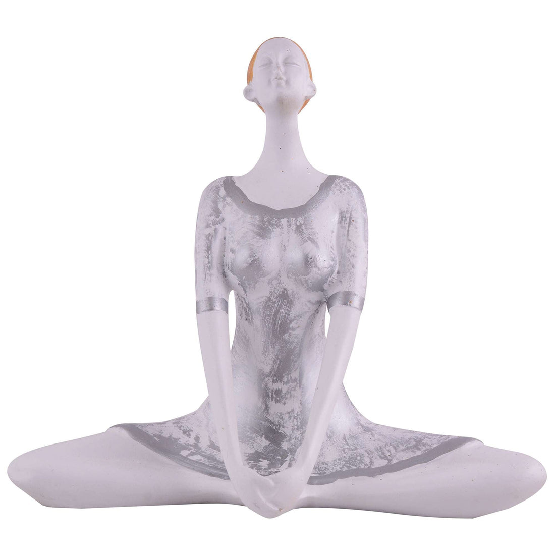 Suitable for home decor Yoga Posture Lady Statue Idol for Home Yoga Statue admirable piece of gift (silver)