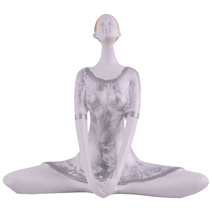 Suitable for home decor Yoga Posture Lady Statue Idol for Home Yoga Statue admirable piece of gift (silver)
