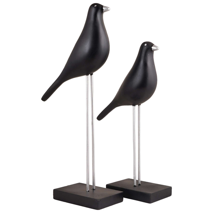 Sparrow Bird Home Decor showpiece on Iron Stand (Black Silver)