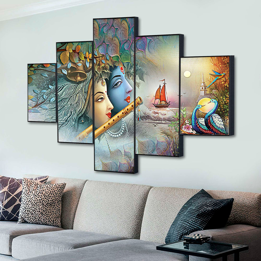Set Of Five Framed Digital Wall Painting