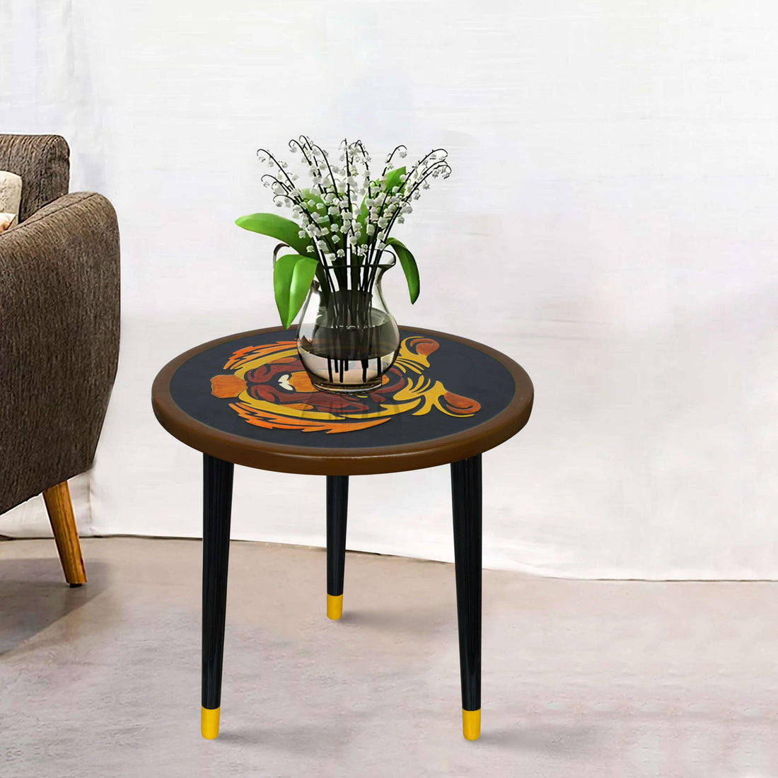 Wooden Round Side Table | Epoxy End Table | Coffee Table | Mid Century Modern Resine | Living Room Furnitur
