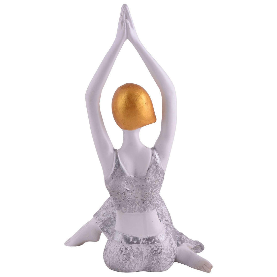 Suitable for home decor Yoga Posture Lady Statue Idol for Home Yoga Statue admirable piece of gift (silver)