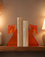 Luxurious Amber Crystal Horse Head Bookends (Set of 2)