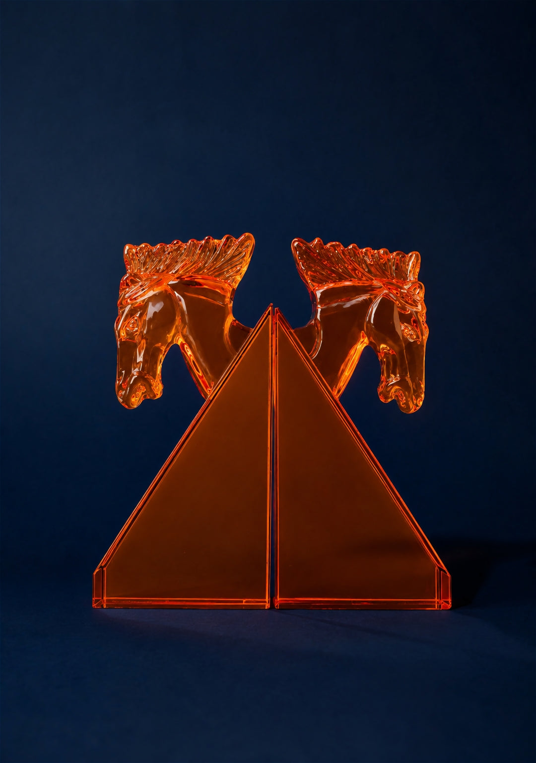 Luxurious Amber Crystal Horse Head Bookends (Set of 2)