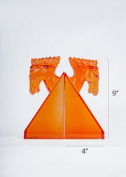 Luxurious Amber Crystal Horse Head Bookends (Set of 2)