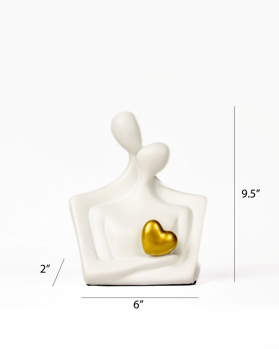 Eternal Embrace Couple Sculpture with Golden Heart | Modern Minimalist Love Decor