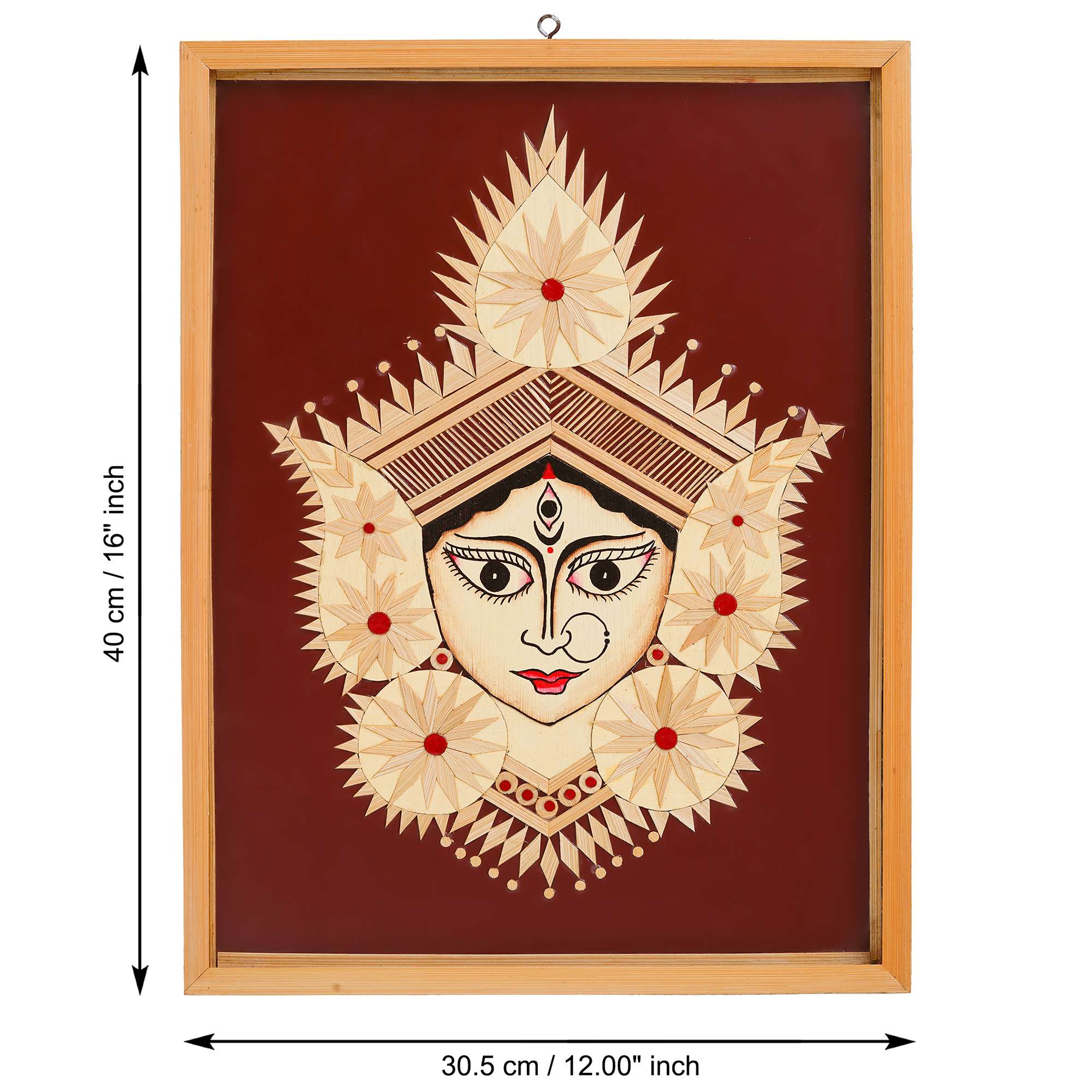 Bamboo Hand Crafted Framed Wall Hangings Of Durga Ji For Home D?cor | Bamboo Framed Art For Wall D?cor