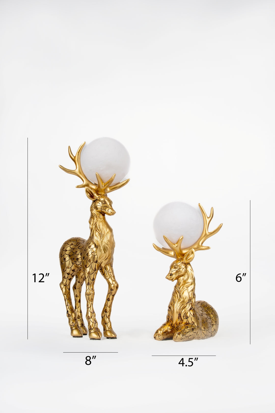 Luxury Golden Deer Moon Lamp Set| Modern Decorative Showpiece (Set of 2)