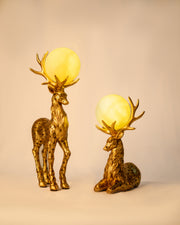 Luxury Golden Deer Moon Lamp Set| Modern Decorative Showpiece (Set of 2)