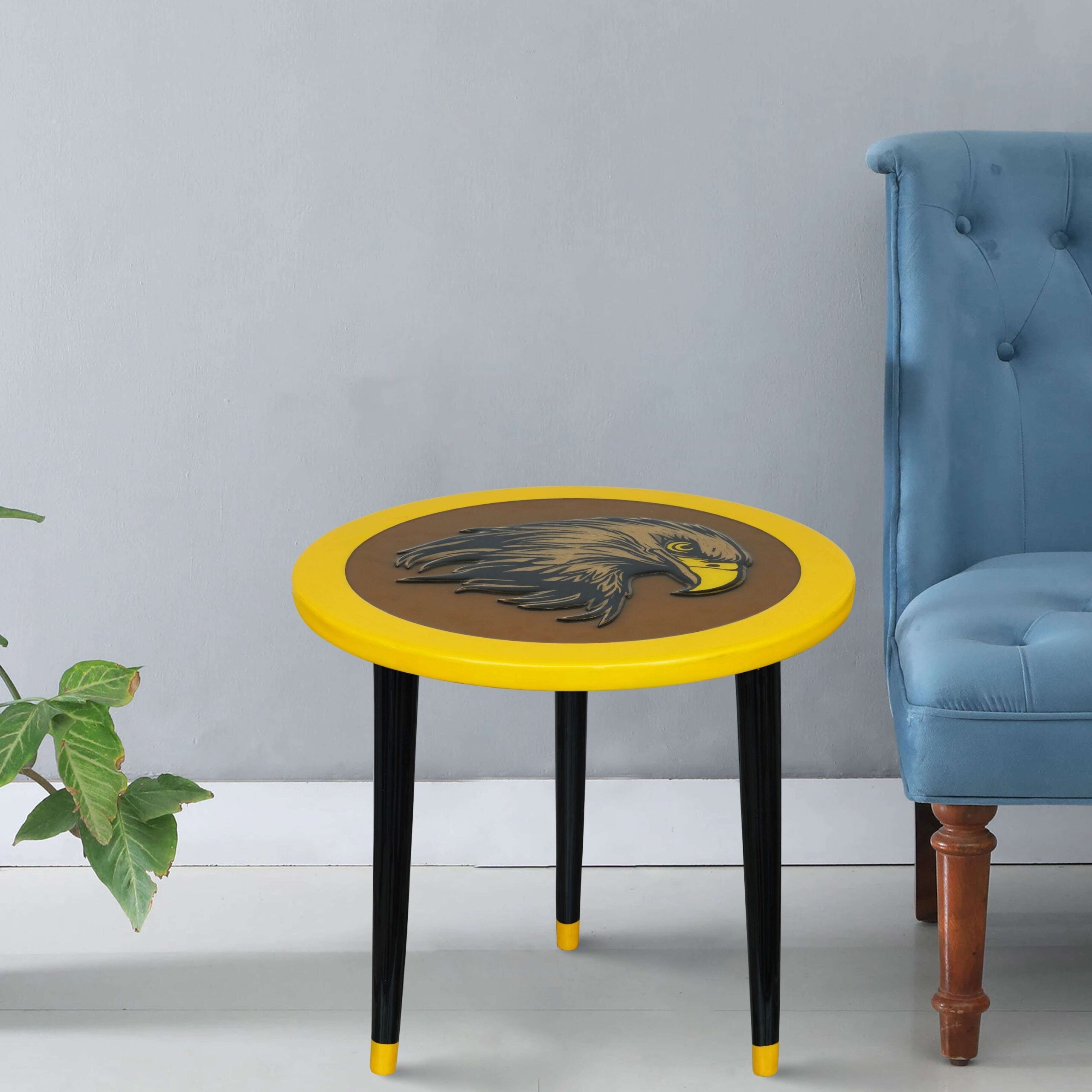 Wooden Round Side Table | Epoxy End Table | Coffee Table | Mid Century Modern Resine | Living Room Furnitur