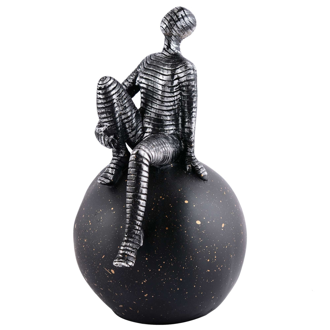 Men Sitting on Ball Showpiece for Home Decor Showpiece, Atlas Sculpture for Office Table Décor multicolour