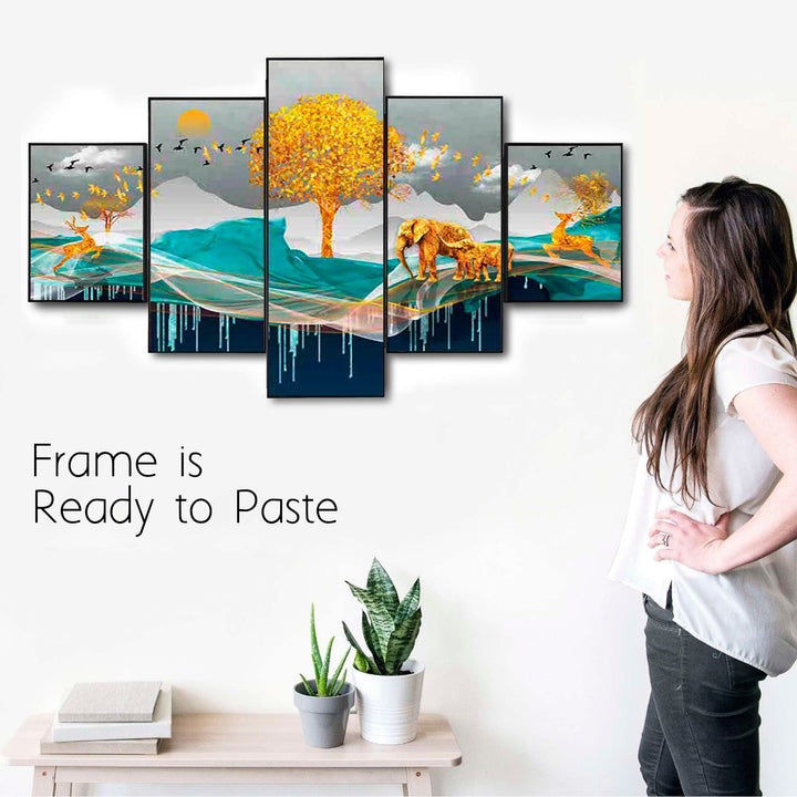 Set Of Five Framed Digital Wall Painting