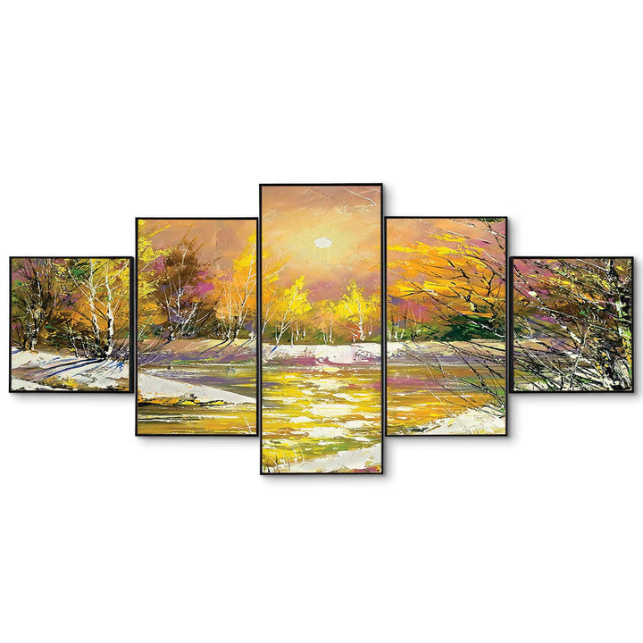 Set Of Five Framed Digital Wall Painting
