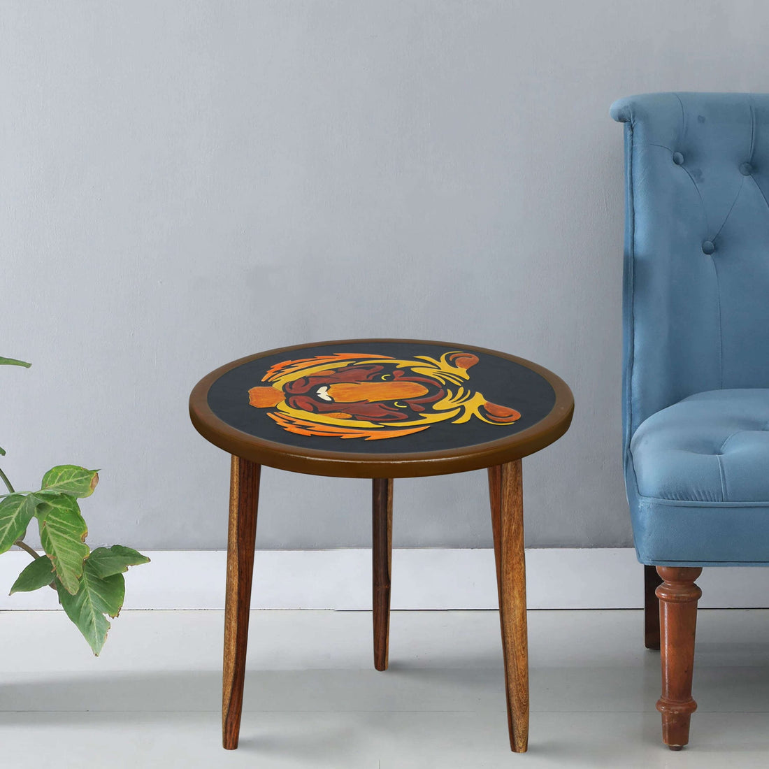 Wooden Round Side Table | Epoxy End Table | Coffee Table | Mid Century Modern Resine | Living Room Furnitur