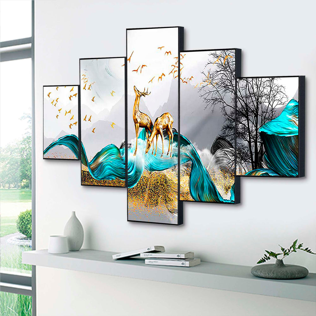 Set Of Five Framed Digital Wall Painting