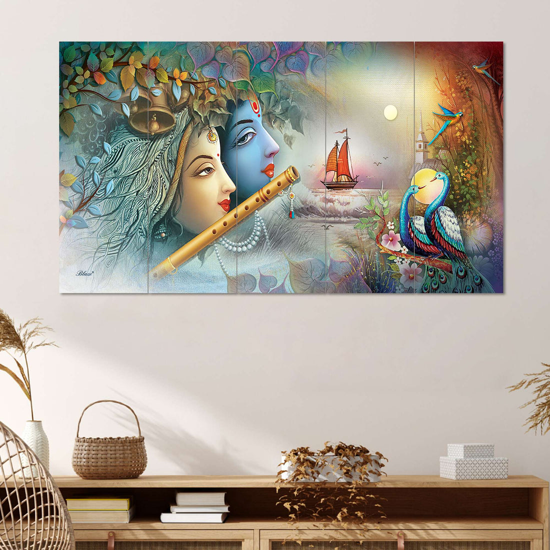 Set Of 5 Wooden Framed Wall Paintings