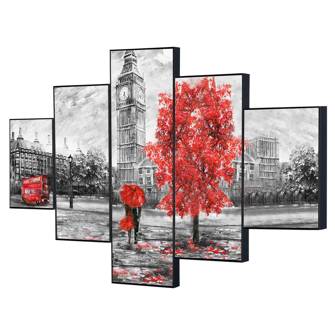 Set Of Five Framed Digital Wall Painting