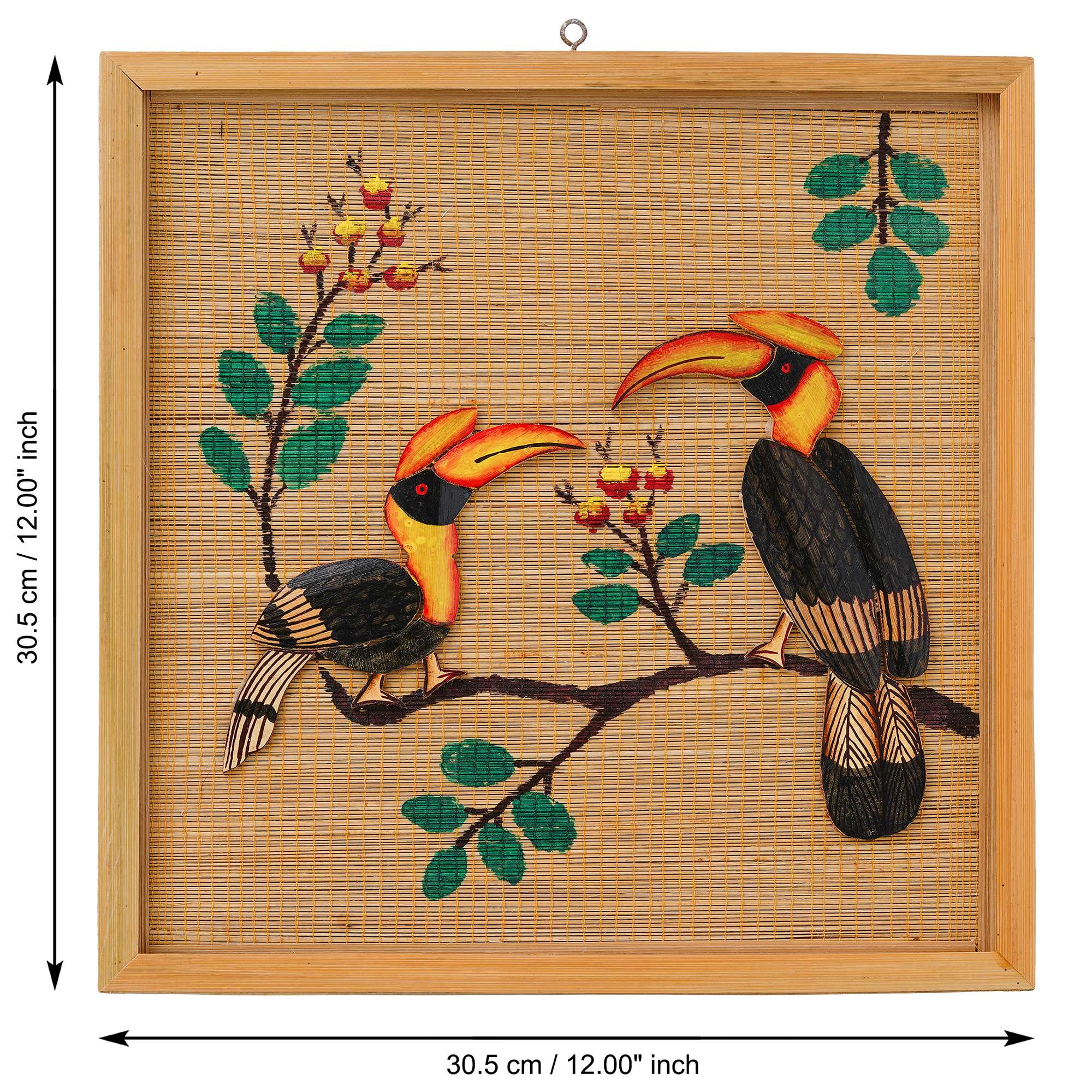 Bamboo Art Couple Hornbill Painting For Home D?cor | Bamboo Art Gift For Multiple Occasions