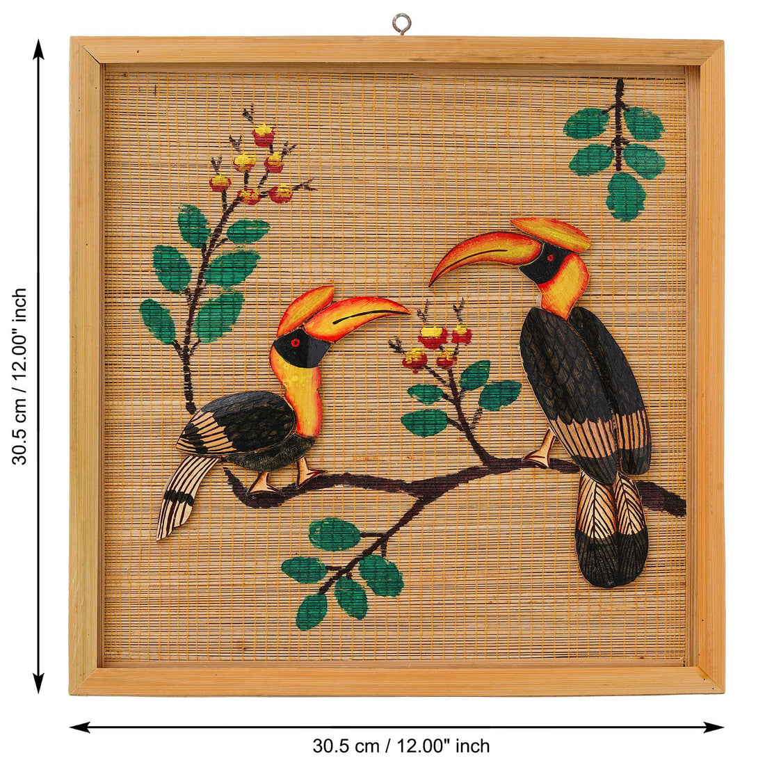 Bamboo Art Couple Hornbill Painting For Home D?cor | Bamboo Art Gift For Multiple Occasions