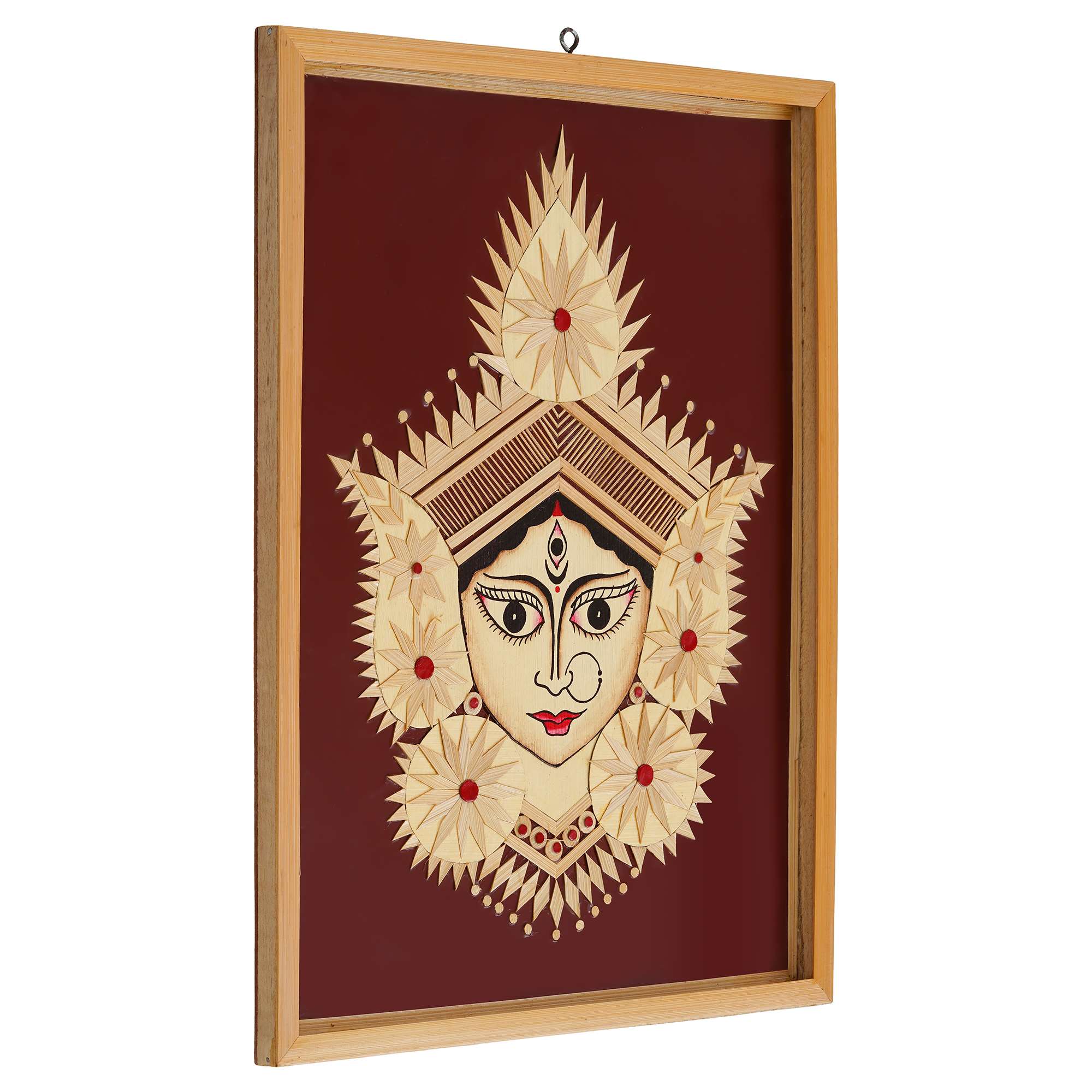 Bamboo Hand Crafted Framed Wall Hangings Of Durga Ji For Home D?cor | Bamboo Framed Art For Wall D?cor