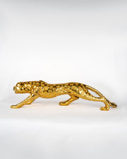 Luxury Golden Leopard Sculpture | Modern Resin Panther Showpiece | Designer Home Decor Accent