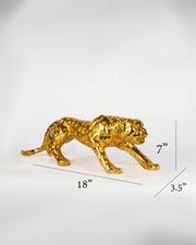Luxury Golden Leopard Sculpture | Modern Resin Panther Showpiece | Designer Home Decor Accent