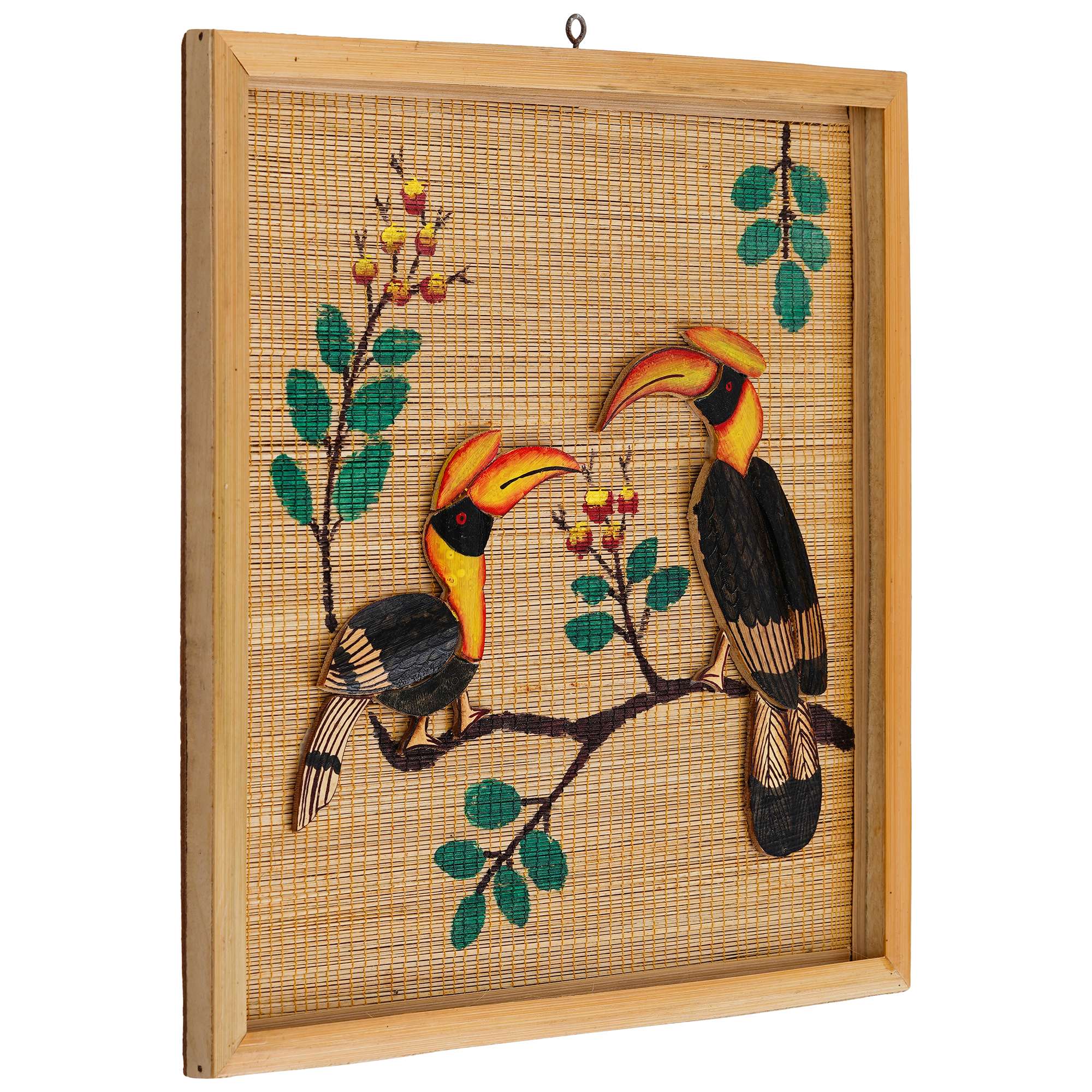 Bamboo Art Couple Hornbill Painting For Home D?cor | Bamboo Art Gift For Multiple Occasions